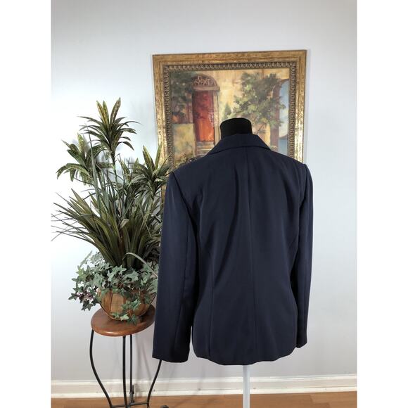 Leslie Fay Women’s Blazer 10 Navy Button Career Jacket Lapel Notch Collar Preppy - Picture 4 of 8